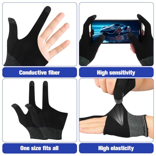BESPORTBLE 2 Pairs Gaming Finger Gloves - Touchscreen Sleeves for Mobile Gaming, Esports & Free Fire - Breathable Nylon & ...