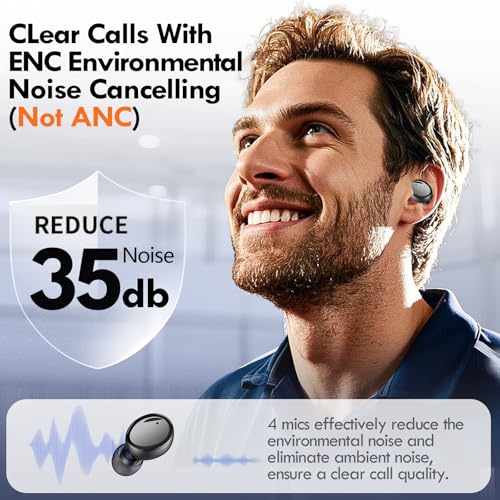 Lanteso True Wireless Bluetooth 5.3 Earbuds, 48H Playtime,Light Weight Headphones in Ear Buds Built in Mic Headset Premium...