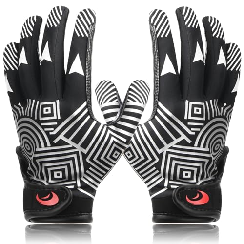 SPOMAT Youth Football Gloves Kids Silicone Grip Receiver Gloves with Super Stick Ability for Best Game Experience