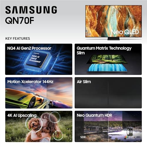 Samsung 55-Inch Class Neo QLED QN70F 4K Mini LED Smart TV (2025 Model) NQ4 AI Gen2 Processor, Quantum Matrix Technology Sl...