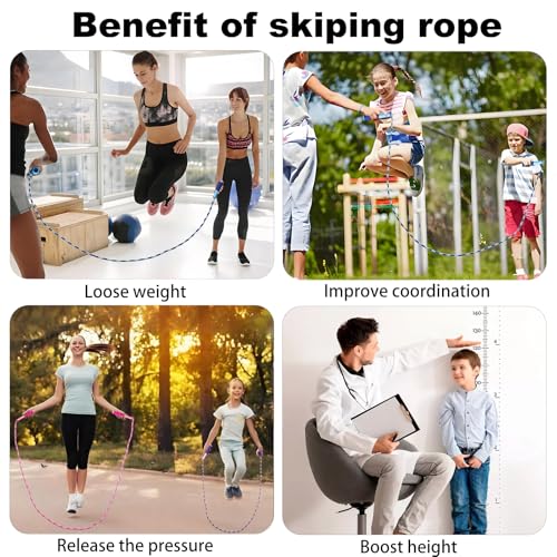BIRDDIE Soft Beaded Jump Ropes, Adjustable Length Skipping Rope, Tangle Free Segmented Jumping Rope for Kids and Adults Ex...