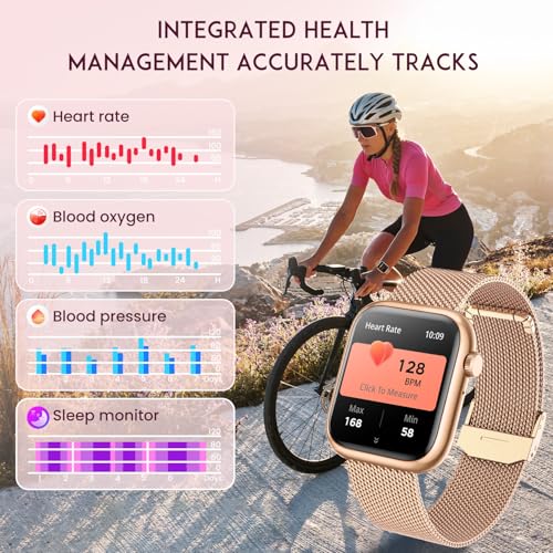 Smartwatch Women Fitness Tracker Watch: Gold Smart Watches for Women Make Answer Bluetooth Call Android Phones iPhone Comp...