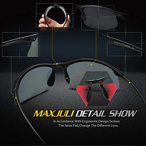 JULI Polarized Sports Sunglasses for Men Women Tr90 Unbreakable Frame for Running Fishing Baseball Driving MJ8002