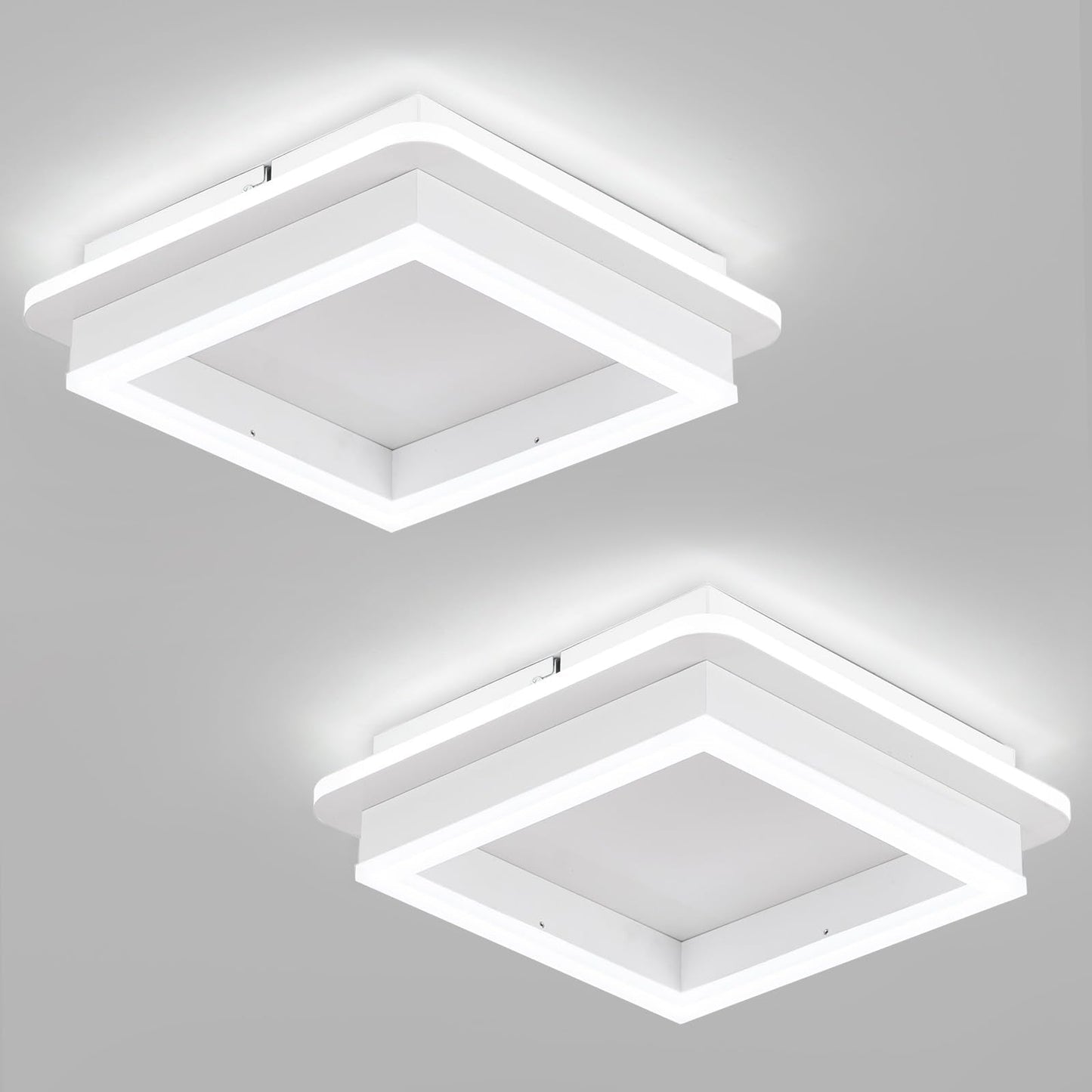 CANEOE Square Flush Mount Ceiling Light 6000K LED Aluminum 2 Packs White Model GD-2CFXBK-C-US-2P