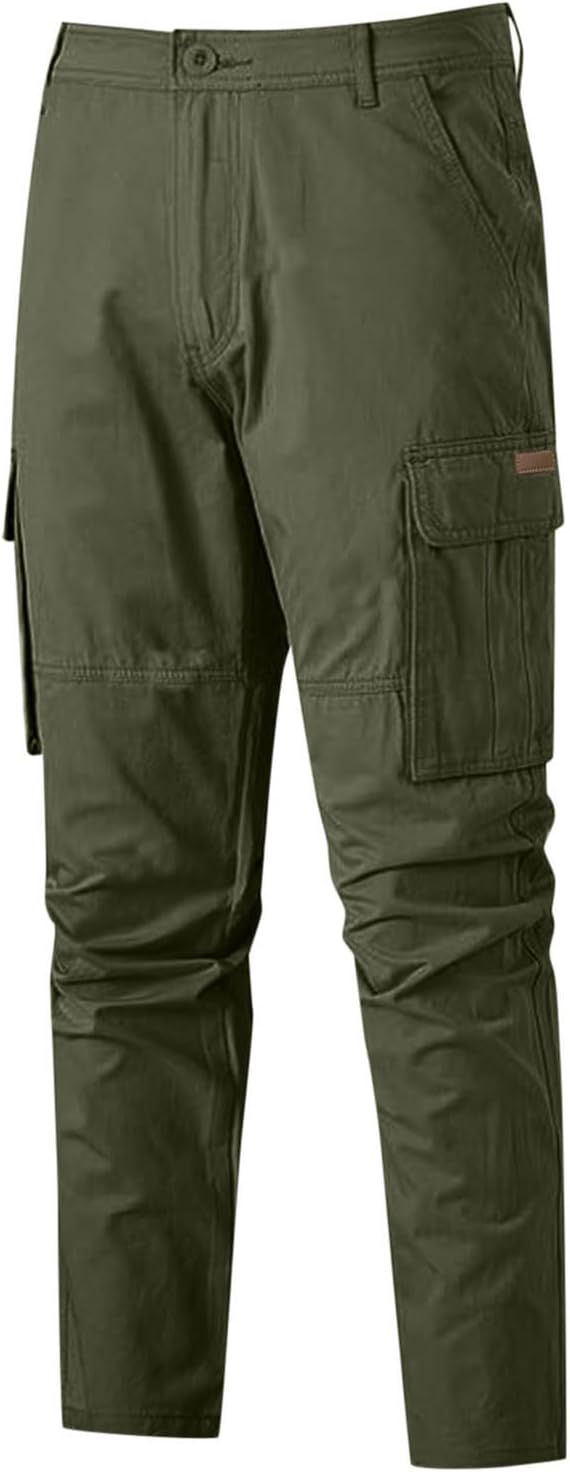 Relaxed Fit Cargo Pants Mens 2026 Cotton Straight Leg Lightweight Hiking Pants Solid Outdoor Athletic Trousers with Pockets