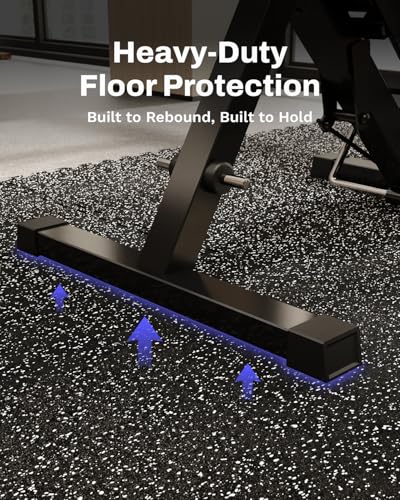 AIRHOP 0.56in Thick 48 Sq Ft Exercise Equipment Mats, 12 Tiles Upgraded Rubber Top with High Density EVA Foam, Large Inter...