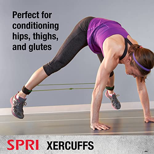 SPRI Xercuff Leg Resistance Band Exercise Cord with Non-Slip Padded Ankle Cuffs (All Bands Sold Separately) Portable for t...