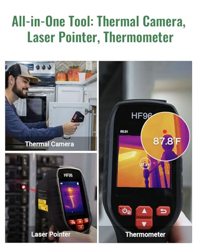 HF96 Thermal Camera with Laser Pointer, Intelligent Scene Detection, Super Resolution 240 x 240, -4°F~1022°F, Thermal Imag...