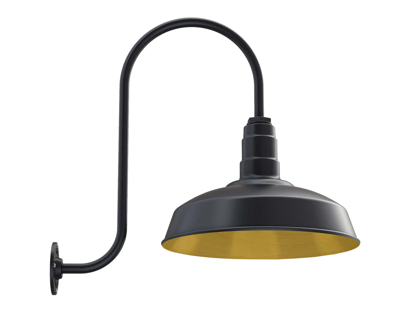 Steel Lighting Co. Gardena Barn Light - 16 Upslope Gooseneck, Matte Black & Brass, Outdoor Wall Mounted Farmhouse Style