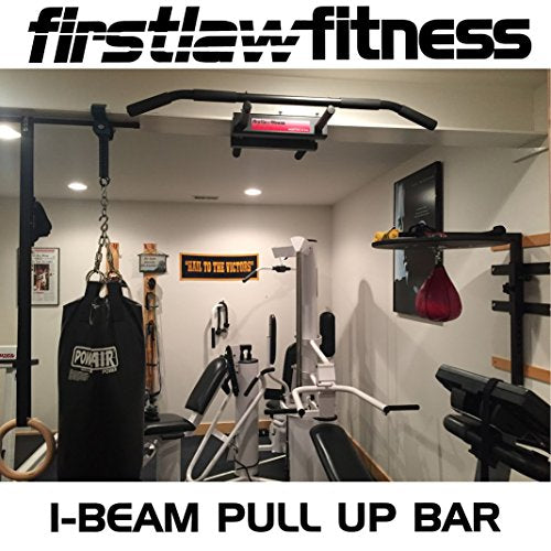 Firstlaw Fitness - 600 LBS Weight Limit - I-Beam Pull Up Bar - Long Bar with Bent Ends - Durable Rubber Grips - RED Label...