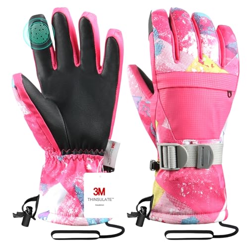 Pnosnesy Ski Gloves,Winter Snow Waterproof Gloves Touchscreen Skiing & Snowboarding Cold Weather Glovess,Fits Both Men & W...