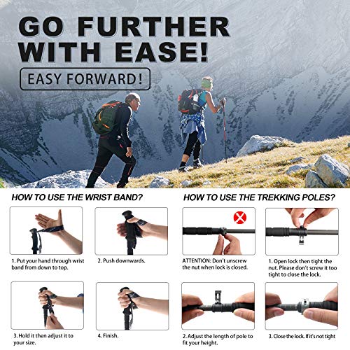 G2 GO2GETHER Aluminum Trekking Poles - Quick Adjustable Locks, Comfort Handle, Padded Strap, Snow Baskets - Walking Sticks...