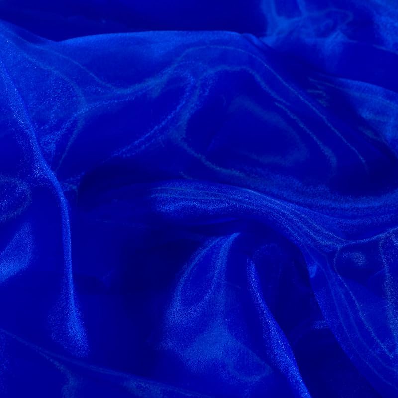 Fynite Royal Blue Organza Fabric by The Yard | 1 Yard Long | 44" Wide | Bridal Soft Sheer Organza Tulle for DIY Wedding Dress Fashion Craft Decorations