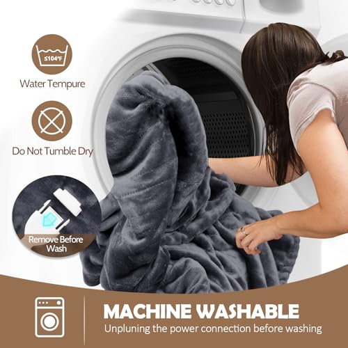 HOW'S MY HOUSE Wearable Heated Blanket with Sleeves and Foot Pocket, 52"x72" Electric Blanket for 6 Heat Settings, 12-Hour...