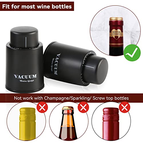 [2 PACK] Wine Bottle Stoppers,Real Vacuum Stoppers,Reusable Wine Preserver,Wine Corks Keep Fresh,Best Christmas and Birthd...