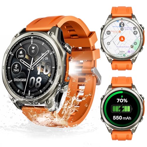 DOOGEE Anywise W1 Pro Mens Smart Watch, 5ATM Dual-Band GPS Offline Maps,1.43'' Fitness Smartwatches for Android Phone/iPho...