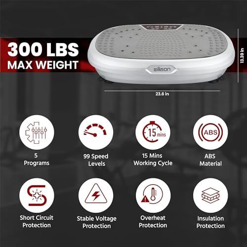 EILISON FitMaxx 3D XL Vibration Plate Exercise Machine - Whole Body Workout Vibration Platform w/Loop Bands - Lymphatic Dr...