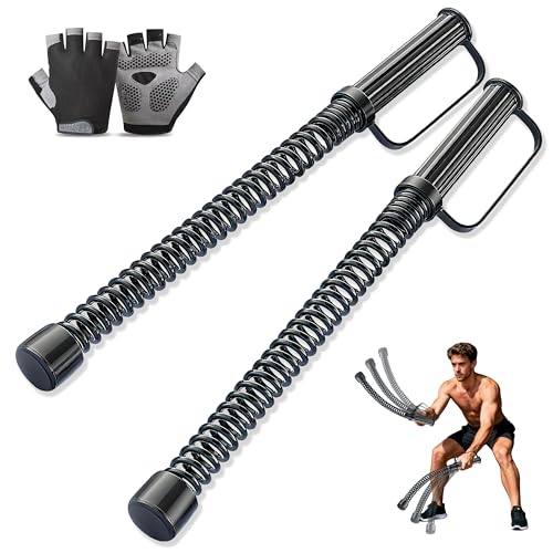 2PCS Ropeless Battle Ropes – Portable Workout Ropes for Home Gym with Non-Slip Gloves, Low-Impact HIIT and Strength Workou...