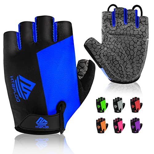 HTZPLOO Bike Gloves for Men Women with Anti-Slip Shock-Absorbing Pad, Light Weight Half-Finger Cycling Gloves