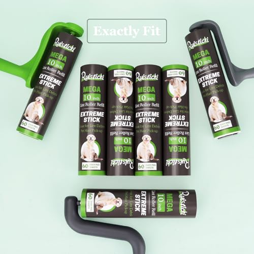 10 inch Lint Roller Refill Compatible with Large Mega 10 in Wide Lint Rollers, Pack of 4 Refills, 60 Sheets per Refill, To...