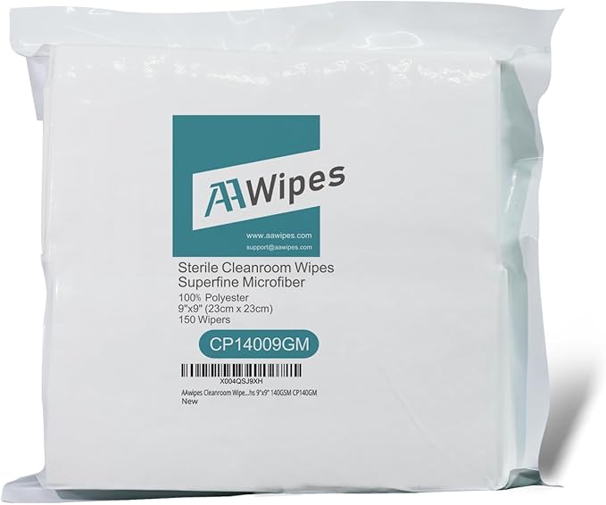 AAwipes Cleanroom Wipes Sterile Lint Free Cloths 9"x9" 140GSM CP140GM