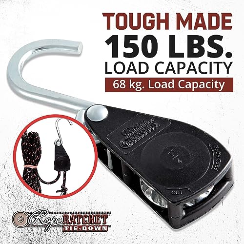 Rope Ratchet 1/4" Tie Down Pulley Hanger, Heavy Duty Locking Mechanism, Tightener for Shade Sails, Hammocks, Canopy Anchor...