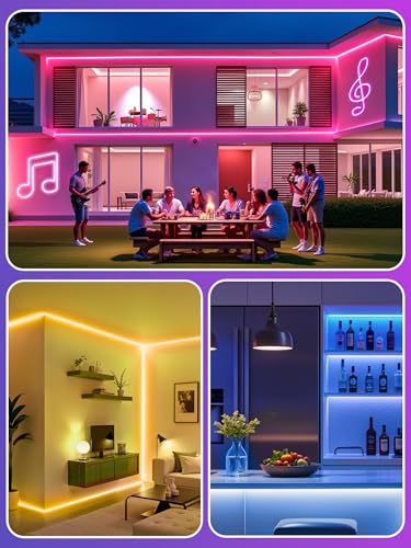 RIYO Neon Rope Lights, 32.8Ft RGB LED Strip Lights - App & Remote Control, Music Sync, IP67 Waterproof, Flexible Neon Ligh...