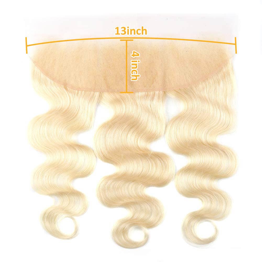 613 Frontal 13x4 Transparent HD Lace Frontal Closure Ear To Ear Body Wave Blonde 12A 100% Russian Platinum Blonde Virgin Remy Hu