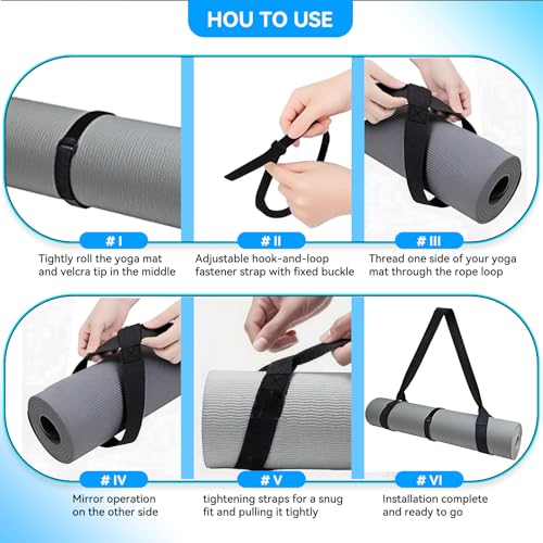 Cidkoth Adjustable Yoga Mat Strap Carrier, Thick Wide Yoga Mat Holder with Hook-and-loop fastener for yoga enthusiast, Tra...