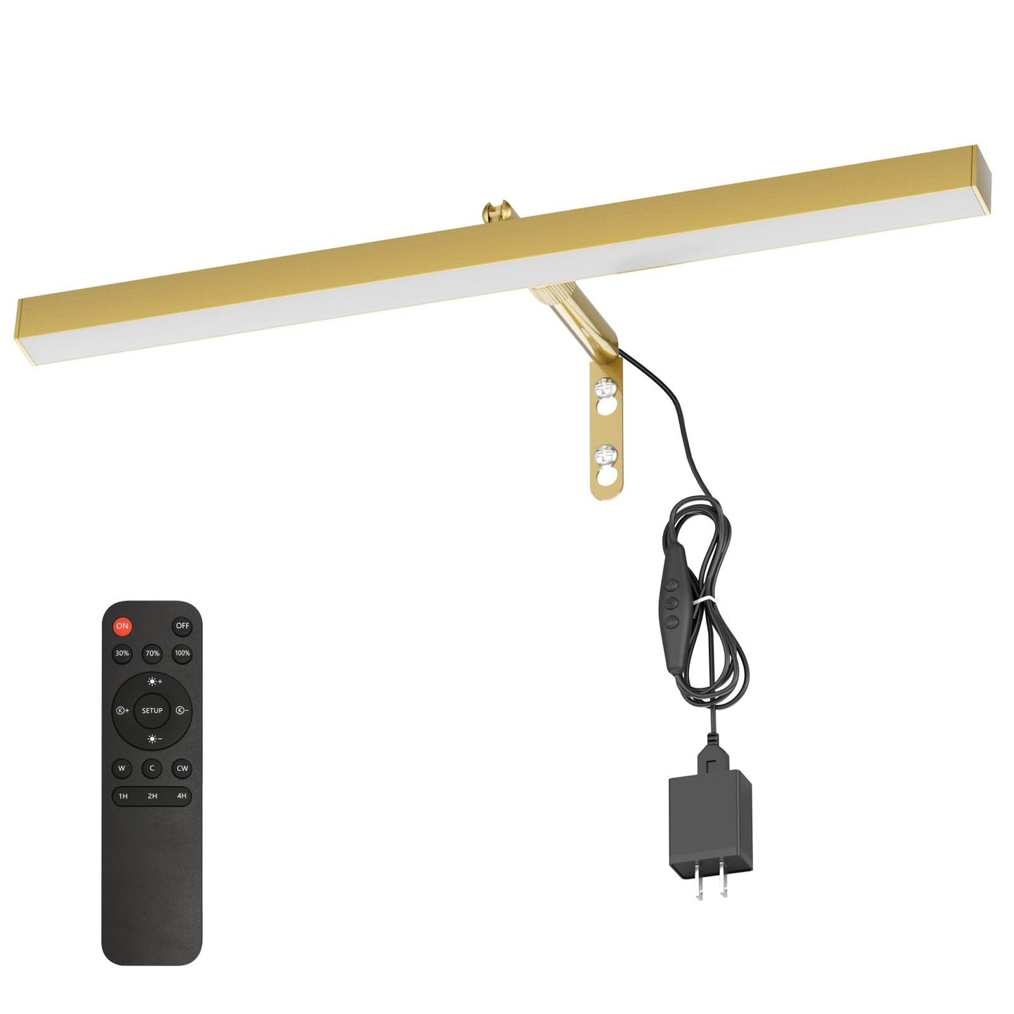 Coinmit Plug in Picture Lights for Wall, 16 inch Dimmable LED Art Light with Remote, 3 Colour Temperature Gallery Painting Wall Light for Picture Display Dartboard Art Work (Gold)