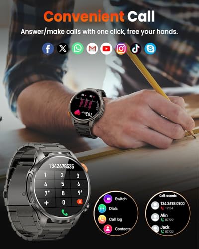 Smart Watches for Men, Military Smart Watch with 100 Days Battery/Flashlight/Heart Rate/Sleep/SpO2 Monitor/Call/110+ Sport...