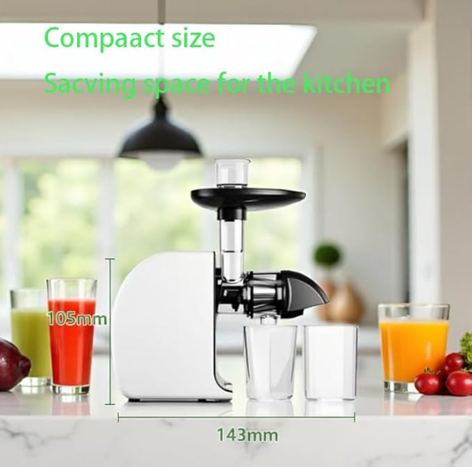 MegaWise Cold Press Slow Masticating Juicer – Quiet Motor, Soft & Hard Modes, Vegetable & Fruit Juice Extractor, Easy-to-Clean Design, High Juice Yield, Black