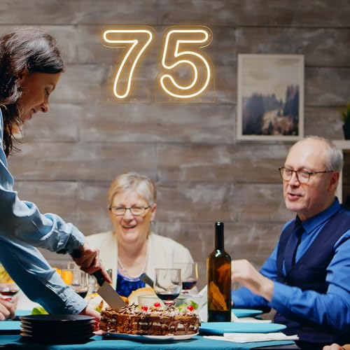 Number 7 LED Neon Sign Backdrop Birthday Party Decoration, 11.3" Height Warm White Marquee Numbers Seven Light Up Sign for...