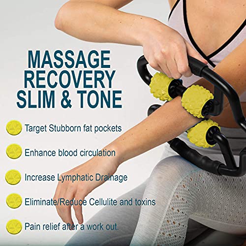 Muscle Roller for Muscles Deep Tissue/w Drawstring Gym Bag | Cellulite Remover Myofascial Massage Tool - Tennis Elbow Mass...