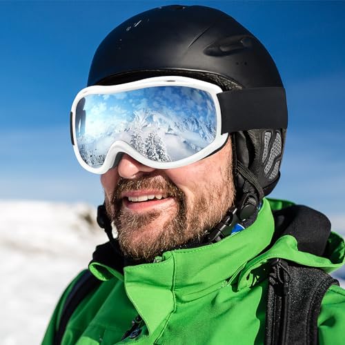 Occffy Ski Goggles Windproof Snowboard Goggles OTG Helmet Compatible Skiing Over Glasses Anti Fog UV400 for Mens Womens