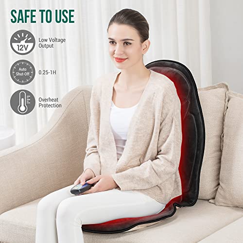 Snailax Back Massager with Heat, Memory Foam Chair Massage Pad, 5 Massage Modes & 2 Heat Settings, Seat Massager for Offic...