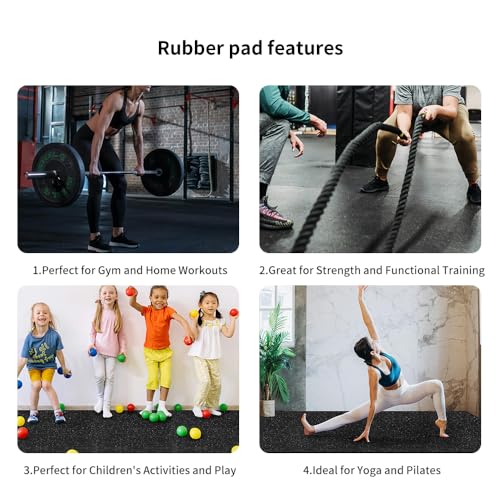 0.8in Thick 72 Sq Ft Gym Flooring for Home Gym, 18 Tiles Workout Exercise Equipment Mats, Rubber Top with EVA Foam, Interl...