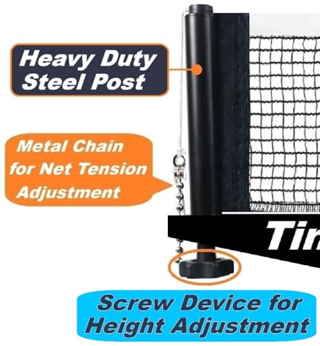 Tinos Professional Table Tennis Net fits 1.8" Maximum Table Thickness | Screw Clamp Ping Pong net & Post Set | Height and ...