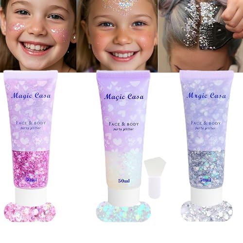 Body Glitter White & Silver & Pink 150ml Face Hair Self Adhesive Gel Accessories Cosmetic Glitter Long Lasting Chunky Sequ...