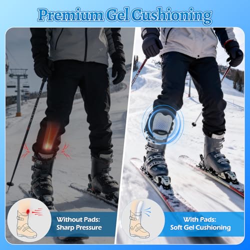 YIBOBO 2/4/6/8 Pcs Ski Shin Guards for Boots, Gel Shin Pads for Ski & Snowboard, Lightweight Reusable Shin Protectors for ...
