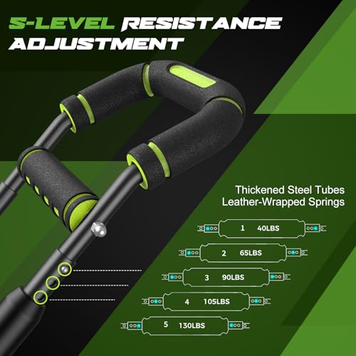 Twister Arm Trainer for Men, Chest Workout Equipment 5-Level Adjustable (40-130lb) with Ergonomic 27° Targets Biceps/Clip/...
