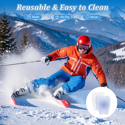 YIBOBO 2/4/6/8 Pcs Ski Shin Guards for Boots, Gel Shin Pads for Ski & Snowboard, Lightweight Reusable Shin Protectors for ...