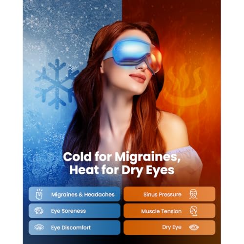 BOB AND BRAD Eye Massager with Heat and Cooling, EyeOasis 3 Eye Mask for Migraine Relief, Heated Face Massager for Dry Eye Strain Eye Relief, Temple Massagers for Stress Relief