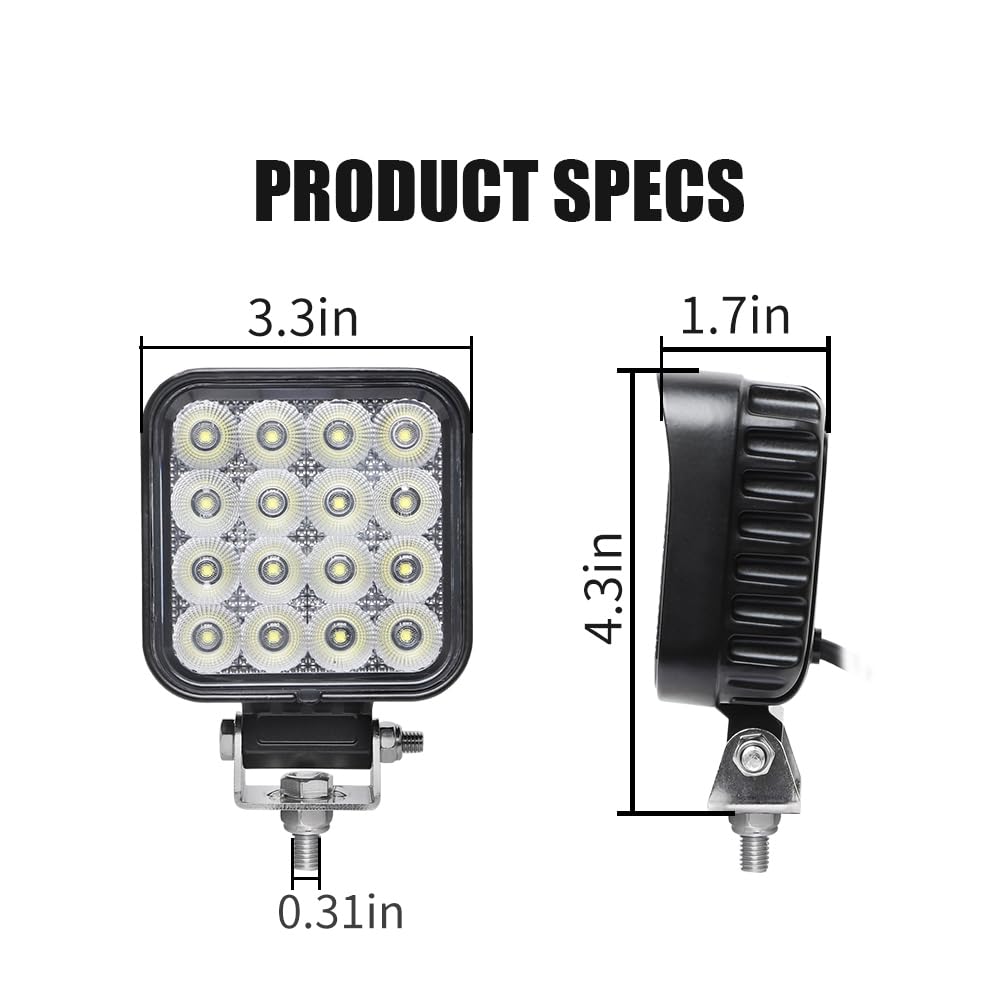 EXZEIT 80W LED Work Light for Trucks, 150? Flood Light, Aluminum, Model 0806-24, White Light, 12V/24V