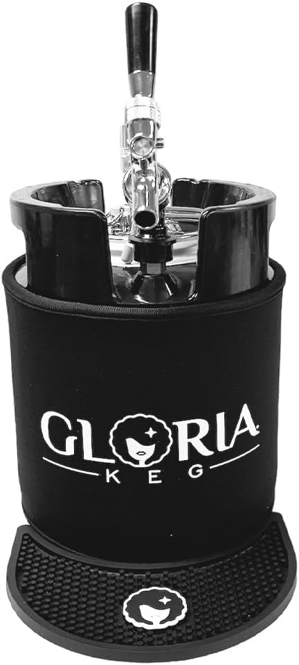 Gloria 7L (1.8 Gal) Mini Keg, Pressurized Keg for Drinks, with Tap System, Co2 Regulated, Stainless Steel