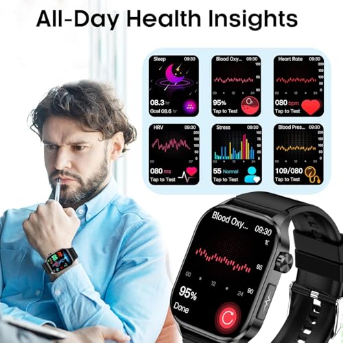 Advanced Health Smartwatch for Women Men with Real-Time Monitoring of Heart Rate, Blood Oxygen, Body Temperature, Blood Pr...