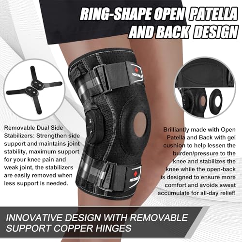 NEENCA Professional Knee Brace for Knee Pain, Hinged Knee Support with Removable Dual Side Stabilizers, Strong Stability f...