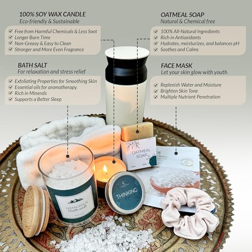 Valentine’s Day Gifts for Her – 11-Piece Women’s Self Care Spa Gift Basket with Blanket, Bath Salts & Oatmeal Soap, Romant...