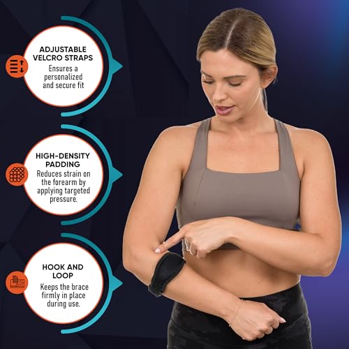 PhysFlex 2-Pack Elbow Brace for Men & Women, Adjustable Tennis & Golfer's Elbow Support Strap for Tendonitis Pain Relief -...