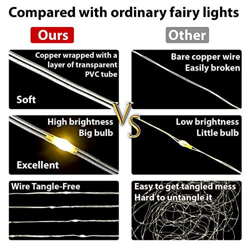 HXWEIYE 300LED Fairy Curtain Lights, 9.8x9.8Ft USB Plug-in 8 Modes Christmas String Hanging Lights with Remote for Bedroom...